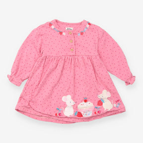 Jersey Dress Long Sleeve Pink with dots, Mice, Cup
