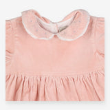 Dress Heirloom pink velvet SS flowers with silver 