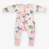 White Floral Wondersuit Pink Lining