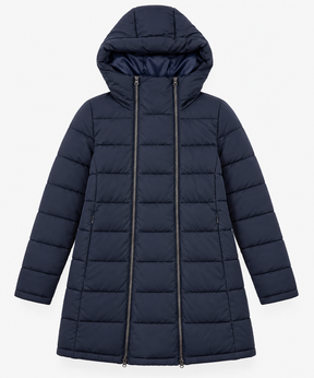 Padded Maternity Longline Hooded Coat in Navy