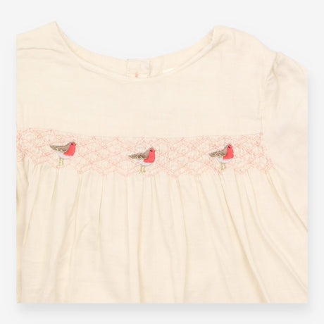 Outfit cream red robin tunic bloomers and tights