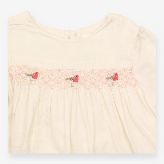 Outfit cream red robin tunic bloomers and tights
