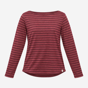 Top Burgundy Rose Pink Breton Stripe Boat Neck Lon