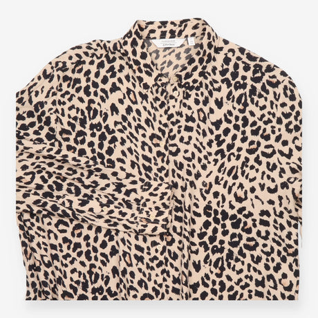 Shirt Dress Beige and Black Leopard Print