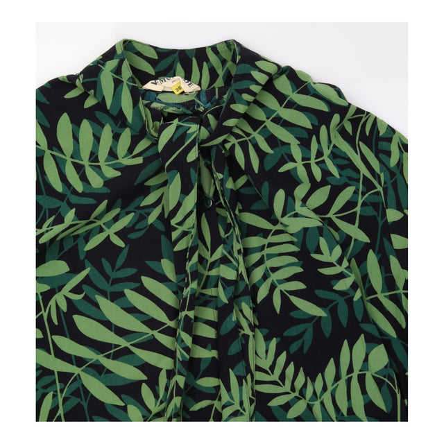 Green Palm Botanical Leaf Print Scarf Tie Neck Lon
