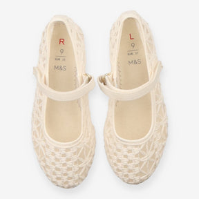 Ballet Shoes Cream Mesh Pattern 