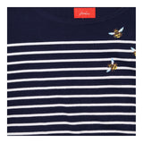 Top Navy White Striped Bee Embroidered Harbour