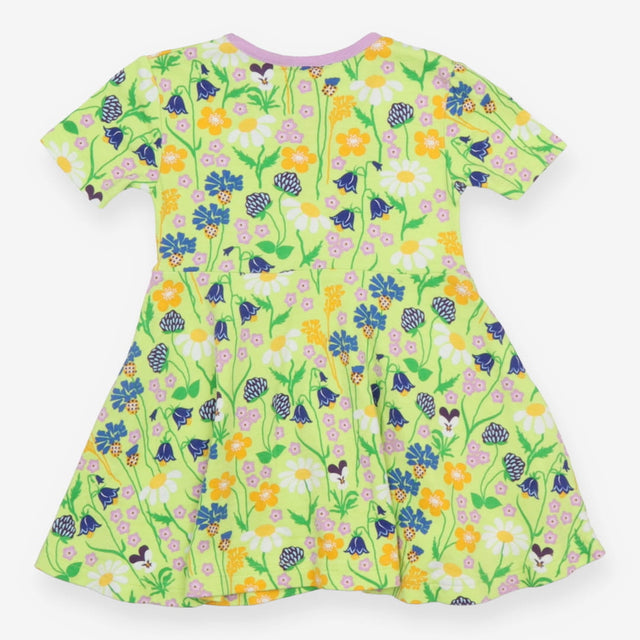 Dress SS jersey green lilac edging wild flowers