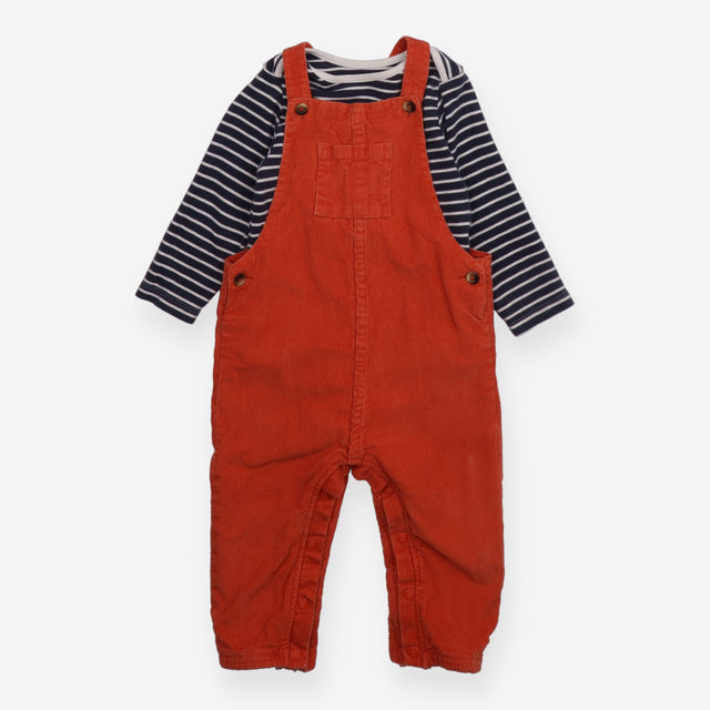 Dungaree outfit cord orange and navy white bodysui