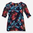 Navy Floral Long Sleeve Mini Dress