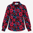 Floral Blouse Black Pink Long Sleeve