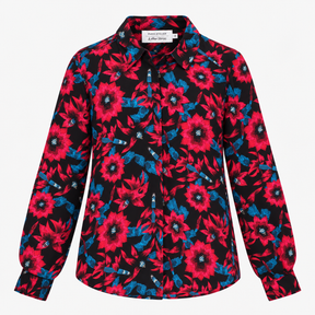 Floral Blouse Black Pink Long Sleeve