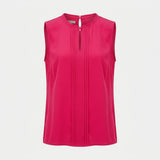 Pleated Front Sleeveless Blouse Red