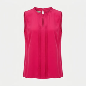 Pleated Front Sleeveless Blouse Red