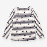 Cream Navy Star Stripe Long Sleeve Breton Top