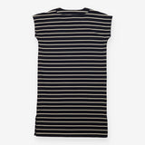 Dress Navy Blue Cream Stripe Short Sleeve