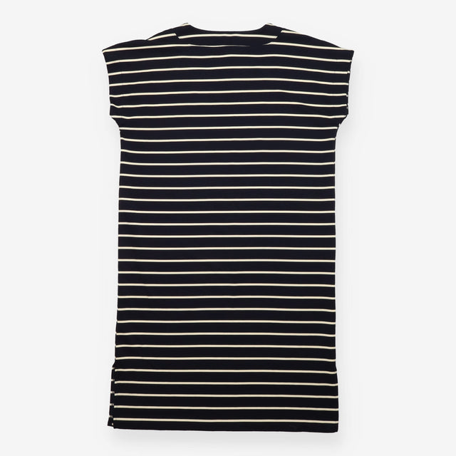 Dress Navy Blue Cream Stripe Short Sleeve