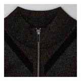 Dress Metallic Knitted Zip Jumper, Gold and Black