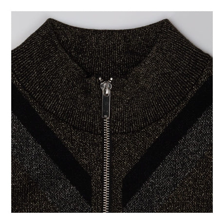 Dress Metallic Knitted Zip Jumper, Gold and Black