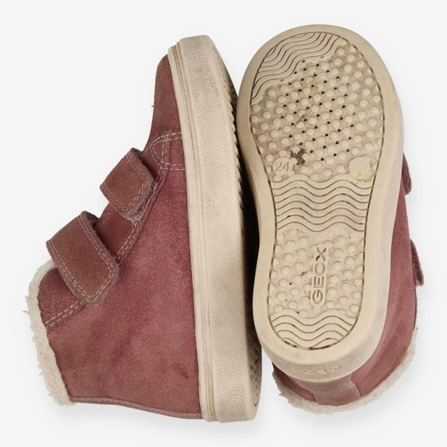 Pink Velcro Ankle Boots