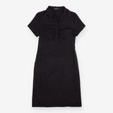 Shirt Dress Black Short Sleeve Button Front