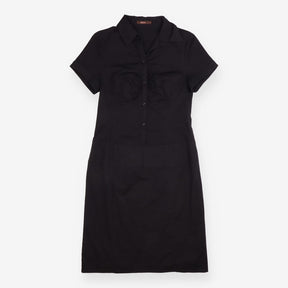 Shirt Dress Black Short Sleeve Button Front