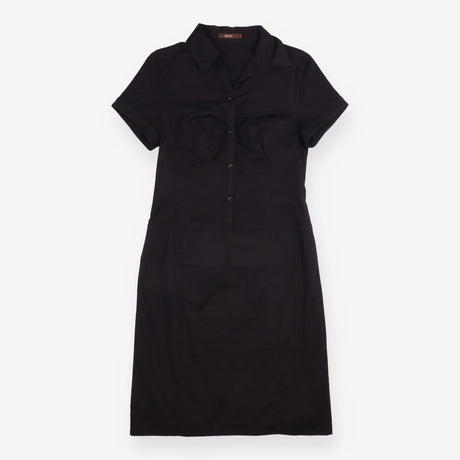 Shirt Dress Black Short Sleeve Button Front