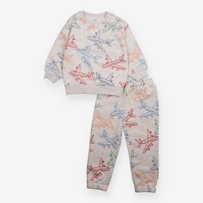 2 Piece Cotton Grey Airplane  Sweat Outfit