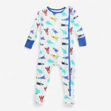 Sleepsuit Rockets with blue trim
