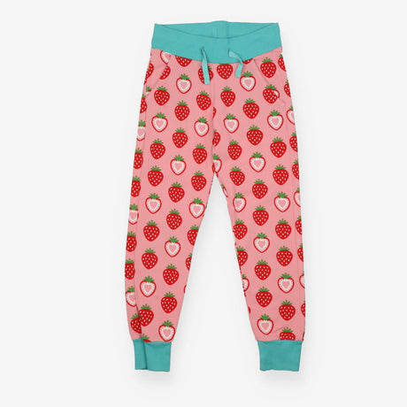 Joggers pink strawberries green cuffs