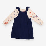 Outfit pinafore cord navy and bodysuit long sleeve