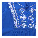 Cobalt Royal Blue 100% Viscose White Folk Embroide