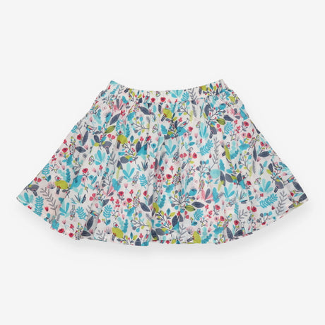 Skirt Twirl White Wild Birds and Flowers