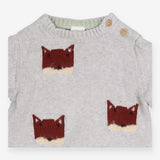Outfit Top and Leggings Knit Grey with Fox Appliqu