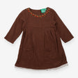 Linen Mix Dress Brown with Berry Detail