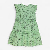 Dress Woven Green with Black Spots