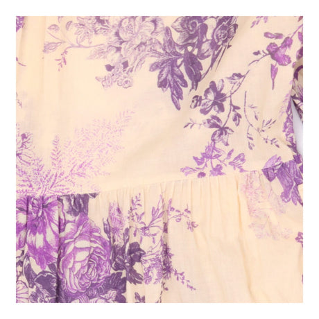 Dixie Italy Cream Purple Floral Cotton Button Fron