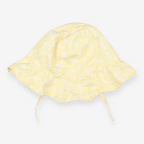 Sunhat with Strap Yellow with White Flowers