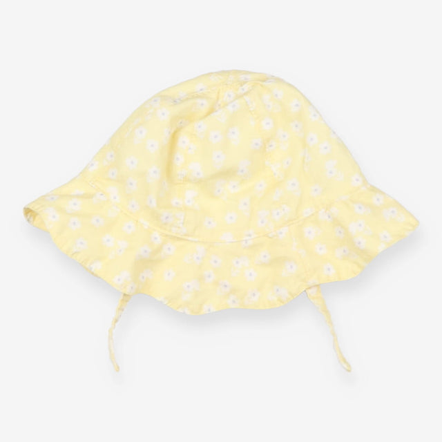 Sunhat with Strap Yellow with White Flowers