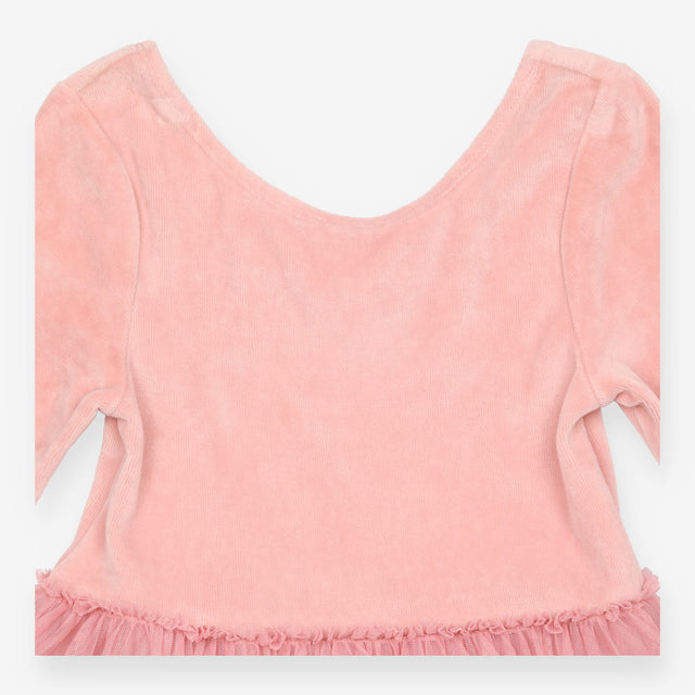 Dress pink velour top tuille skirt christmas trees