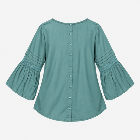 Teal Green 100% Viscose Beaded Hand Embroidered La