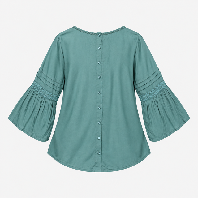 Teal Green 100% Viscose Beaded Hand Embroidered La