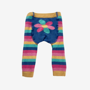 Multi Stripe Knit Leggings with Flower