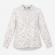 Cotton Blouse Ecru Navy Spot Print Long Sleeve