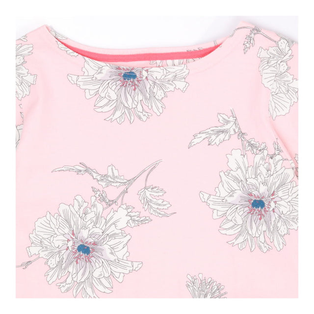 Joules Pink Large Flower Long Sleeve Top – 100% Co