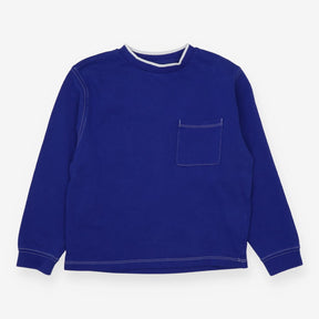T-shirt cobalt blue long sleeved white stitching
