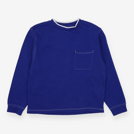 T-shirt cobalt blue long sleeved white stitching