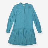 Shirt Dress Teal Blue Long Sleeve Mini Viscose