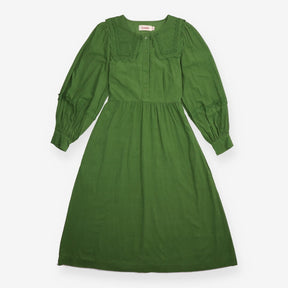  Green Corduroy Oversized Collar Long Sleeve