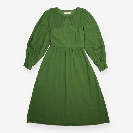  Green Corduroy Oversized Collar Long Sleeve